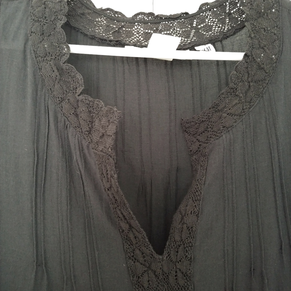 H&M Embroidered Black Dress